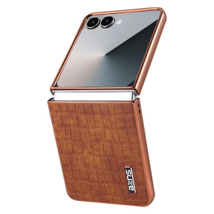 AZNS - AZNS Samsung Galaxy Z Flip7 Fodral - Elektroplätering PU + PC - Brun
