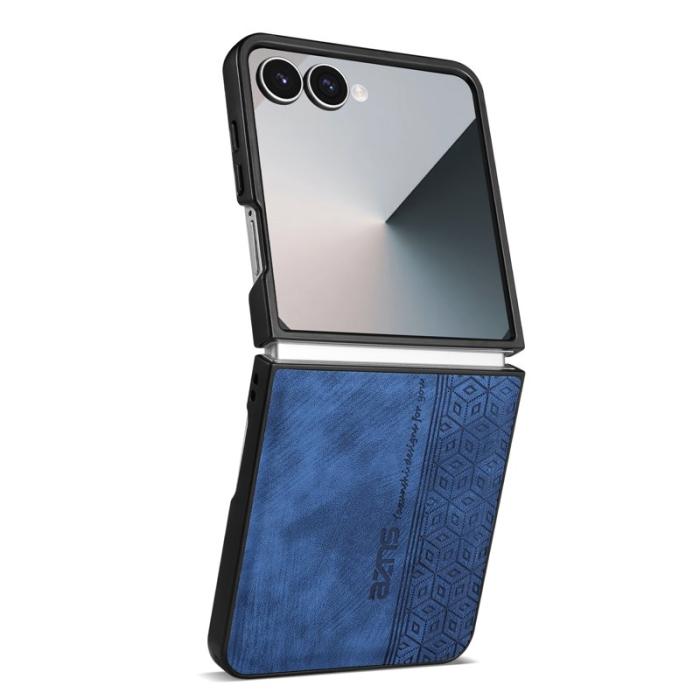 AZNS - AZNS Samsung Galaxy Z Flip7 Fodral Imprinted PU Läder - Blå