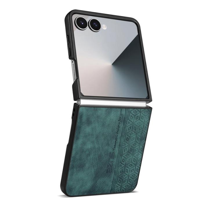 AZNS - AZNS Samsung Galaxy Z Flip7 Fodral Imprinted PU Läder - Grön