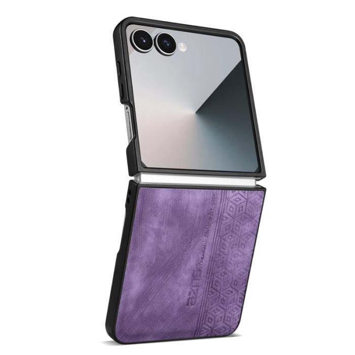 AZNS - AZNS Samsung Galaxy Z Flip7 Fodral Imprinted PU Läder - Lila
