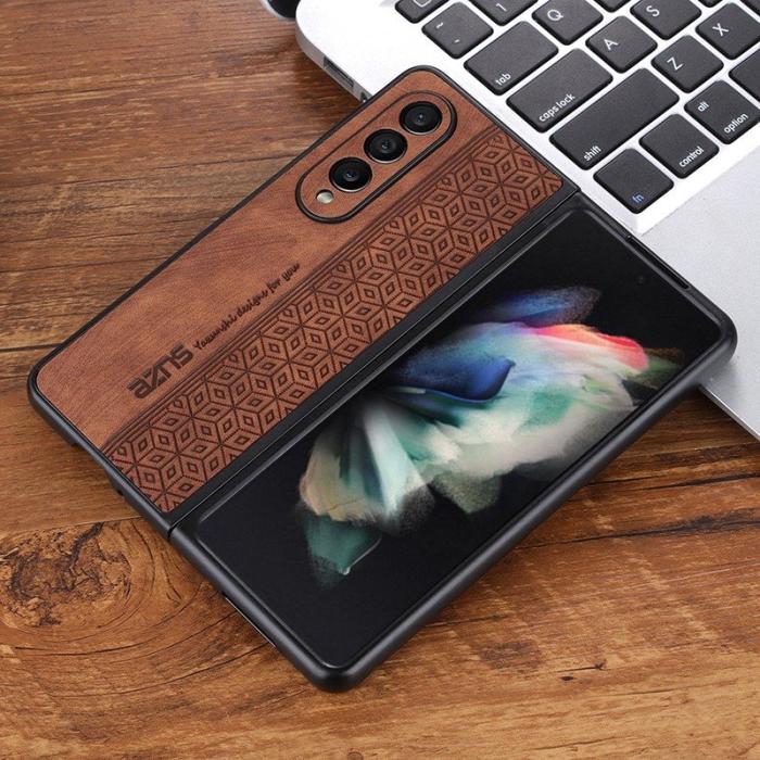 AZNS - AZNS Samsung Galaxy Z Fold3 5G Fodral - Imprinted PU Läder - Brun