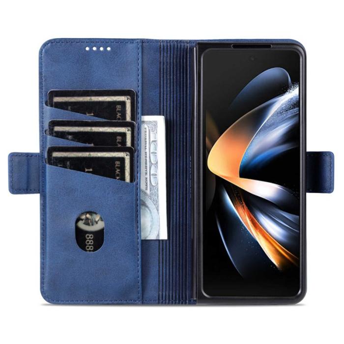 AZNS - AZNS Samsung Galaxy Z Fold4 Fodral Äkta läder - Blå