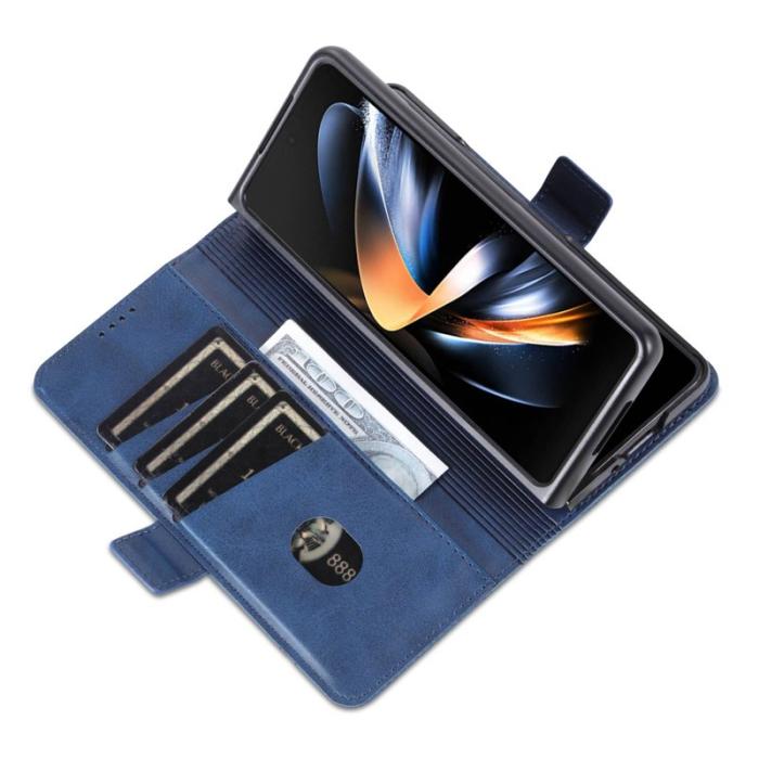 AZNS - AZNS Samsung Galaxy Z Fold4 Fodral Äkta läder - Blå