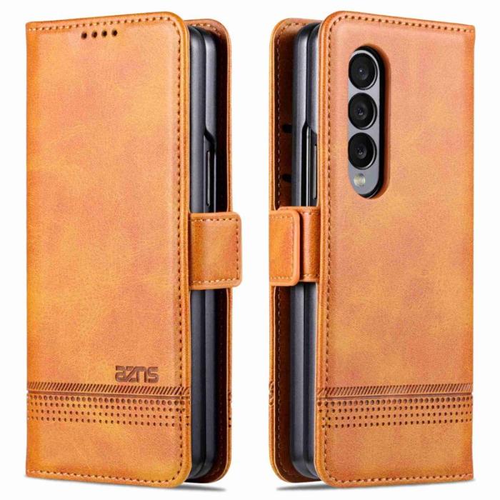 AZNS - AZNS Samsung Galaxy Z Fold4 Fodral Äkta läder - Brun