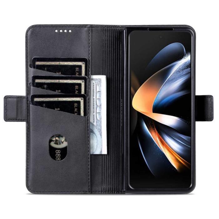 AZNS - AZNS Samsung Galaxy Z Fold4 Fodral Äkta läder - Svart