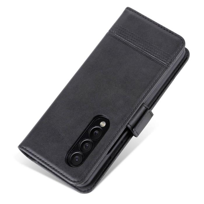 AZNS - AZNS Samsung Galaxy Z Fold4 Fodral Äkta läder - Svart