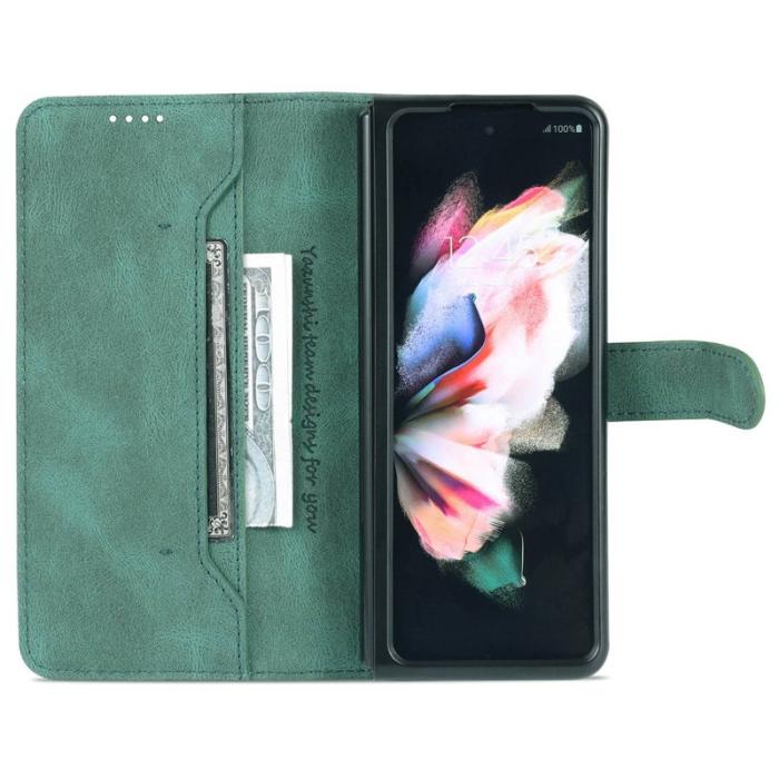 AZNS - AZNS Samsung Galaxy Z Fold4 Fodral - PU Läder - Grön