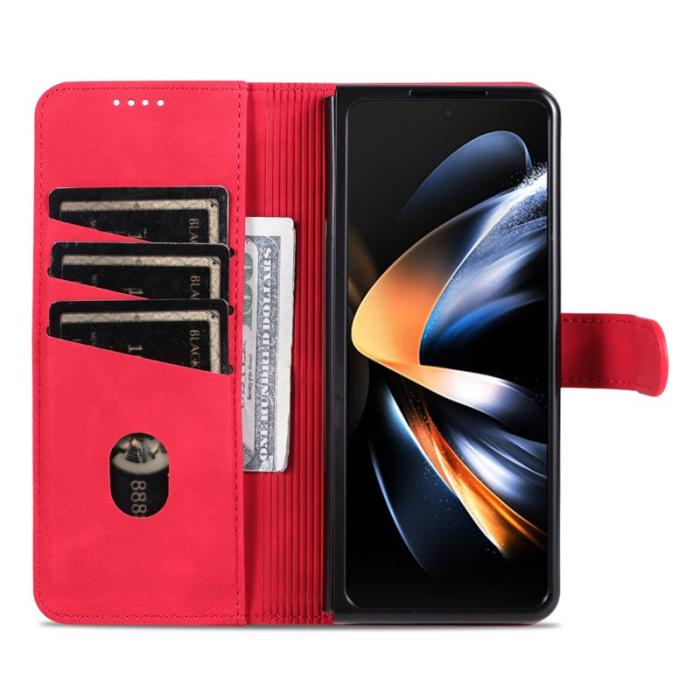 AZNS - AZNS Samsung Galaxy Z Fold4 Fodral PU Läder - Röd