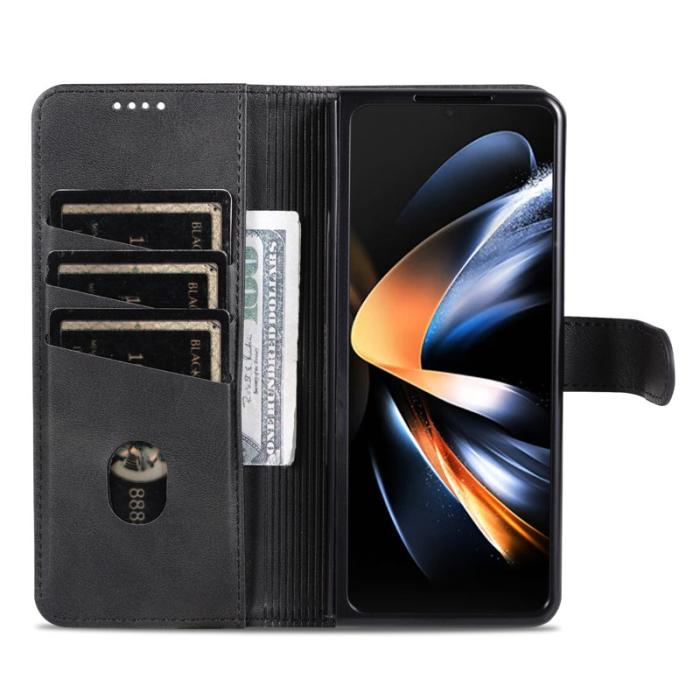 AZNS - AZNS Samsung Galaxy Z Fold4 Fodral PU Läder - Svart