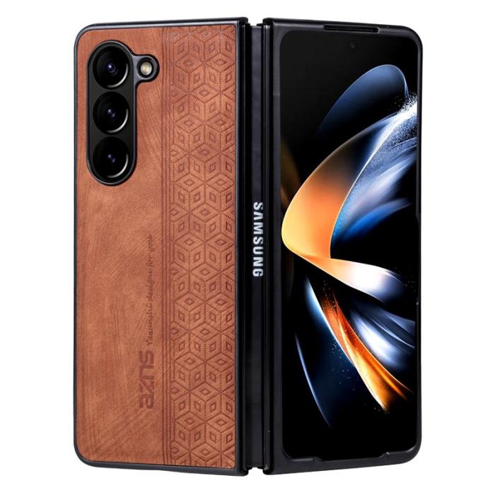 AZNS - AZNS Samsung Galaxy Z Fold5 Fodral PU Läder - Brun