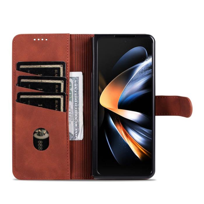 AZNS - AZNS Samsung Galaxy Z Fold5 Fodral Wallet PU Läder - Brun