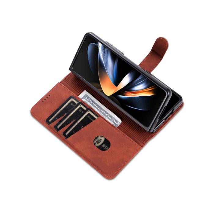AZNS - AZNS Samsung Galaxy Z Fold5 Fodral Wallet PU Läder - Brun
