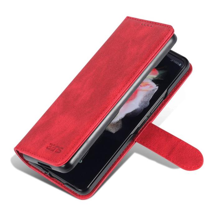 AZNS - AZNS Samsung Galaxy Z Fold6 5G Fodral Äkta läder - Röd