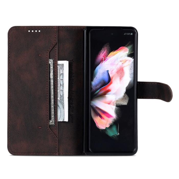 AZNS - AZNS Samsung Galaxy Z Fold6 Fodral - Äkta läder - Brun