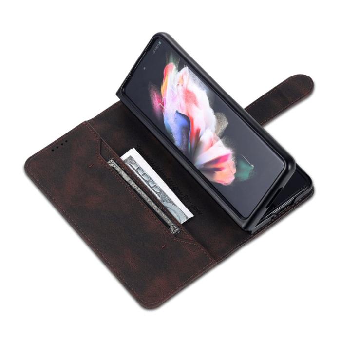 AZNS - AZNS Samsung Galaxy Z Fold6 Fodral - Äkta läder - Brun