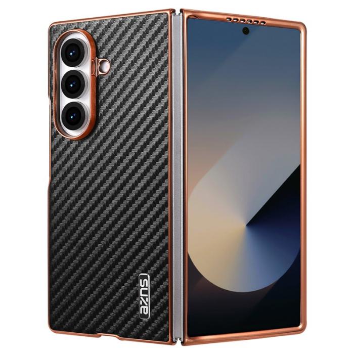 AZNS - AZNS Samsung Galaxy Z Fold7 Fodral - Elektropläterad Kolfiber PU+PC - Svart