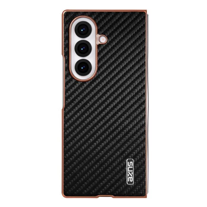 AZNS - AZNS Samsung Galaxy Z Fold7 Fodral - Elektropläterad Kolfiber PU+PC - Svart