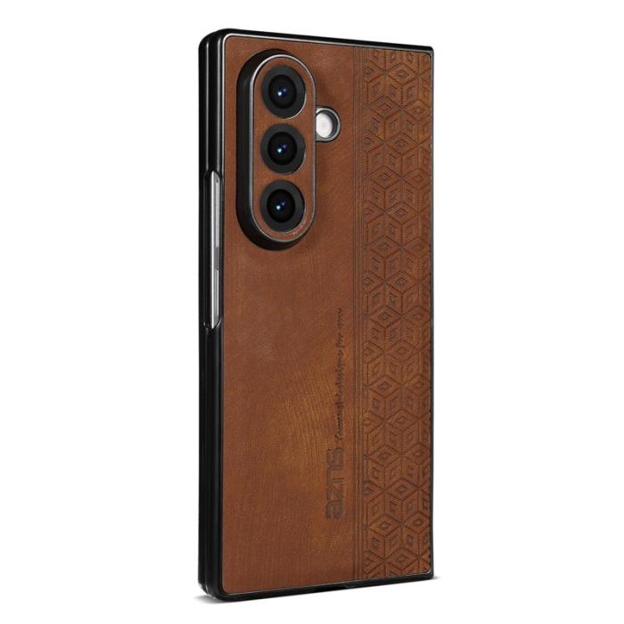 AZNS - AZNS Samsung Galaxy Z Fold7 Fodral Imprinted PU Läder - Brun