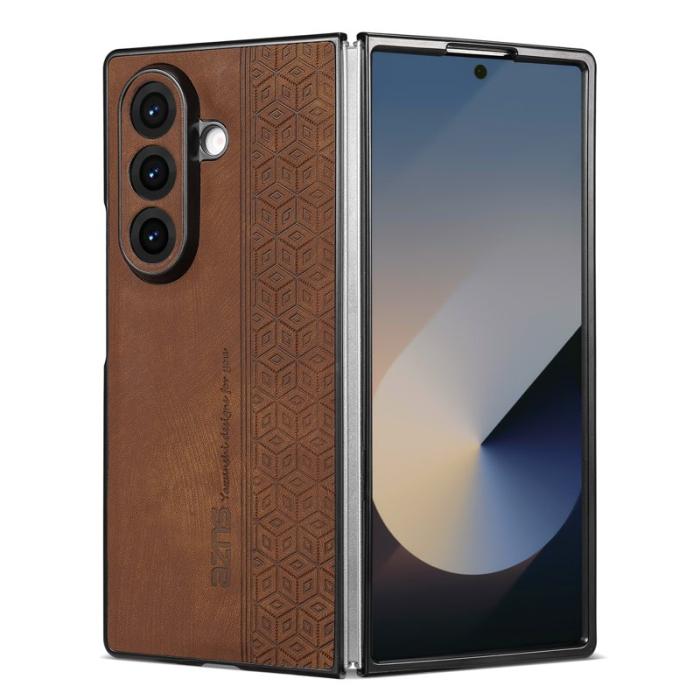 AZNS - AZNS Samsung Galaxy Z Fold7 Fodral Imprinted PU Läder - Brun