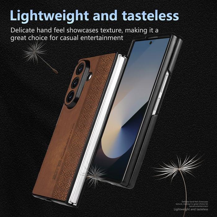 AZNS - AZNS Samsung Galaxy Z Fold7 Fodral Imprinted PU Läder - Brun
