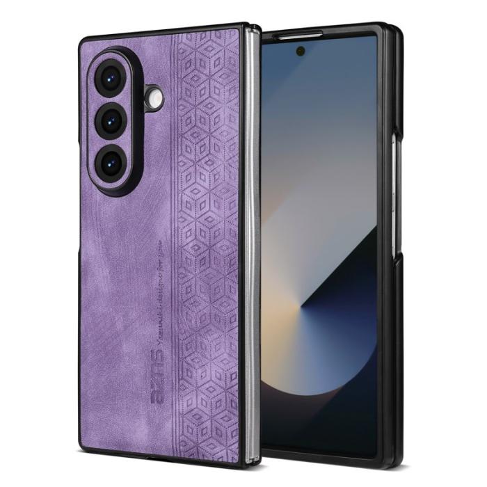 AZNS - AZNS Samsung Galaxy Z Fold7 Fodral Imprinted PU Läder - Lila