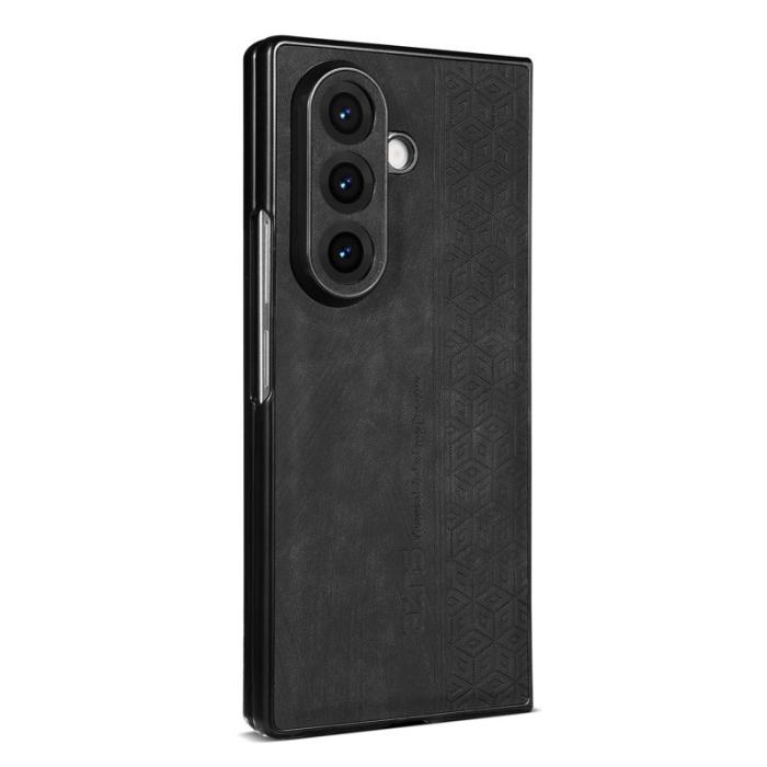 AZNS - AZNS Samsung Galaxy Z Fold7 Fodral Imprinted PU Läder - Svart