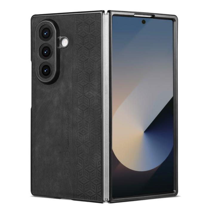 AZNS - AZNS Samsung Galaxy Z Fold7 Fodral Imprinted PU Läder - Svart