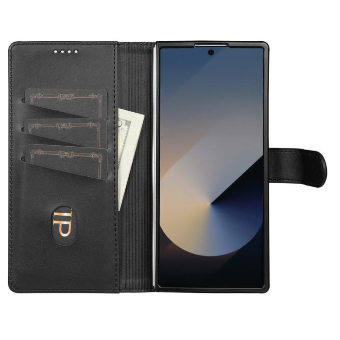 AZNS - AZNS Samsung Galaxy Z Fold7 Fodral PU Läder Plånboksfodral - Svart