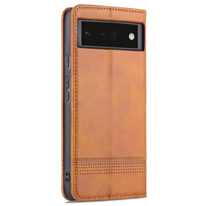 AZNS - AZNS Smooth Wallet Design Fodral för Google Pixel 6 Pro - Äkta läder - Brun