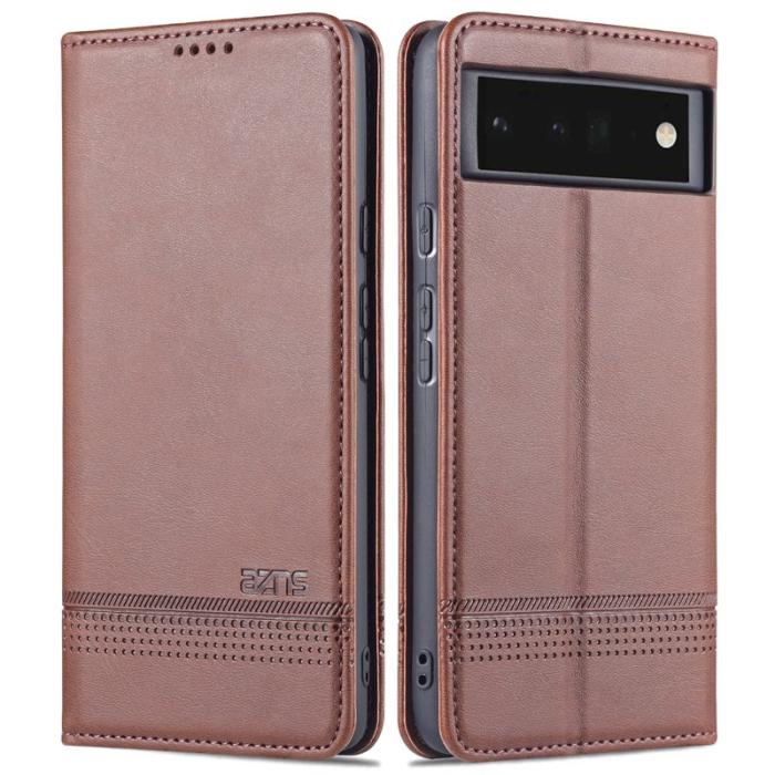 AZNS - AZNS Smooth Wallet Design Fodral för Google Pixel 6 Pro - Äkta läder - Coffee