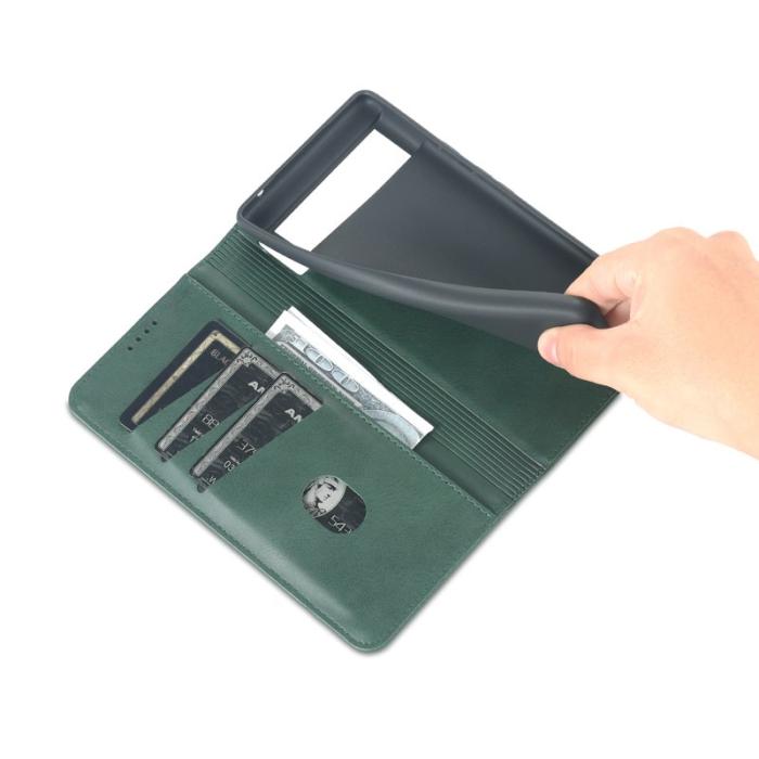 AZNS - AZNS Smooth Wallet Design Fodral för Google Pixel 6 Pro - PU Läder - Grön