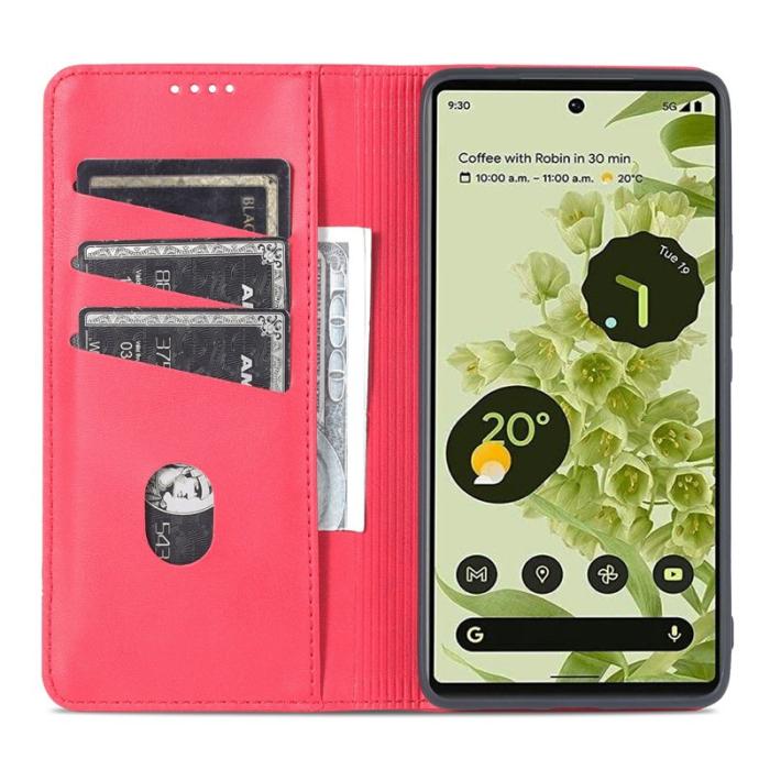 AZNS - AZNS Smooth Wallet Design Fodral för Google Pixel 6 Pro - Röd