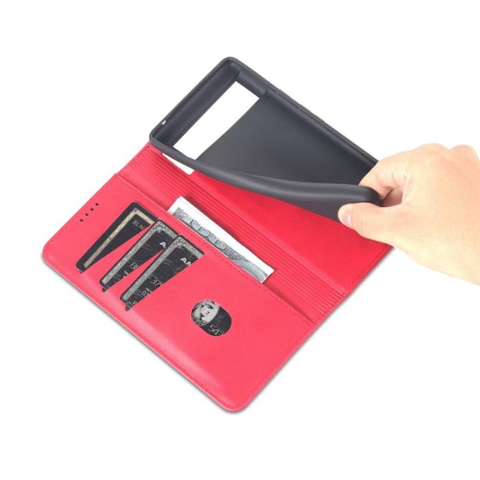 AZNS - AZNS Smooth Wallet Design Fodral för Google Pixel 6 Pro - Röd