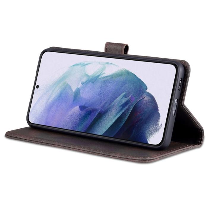 AZNS - AZNS Stand Wallet Samsung Galaxy S22 Fodral Äkta läder - Brun