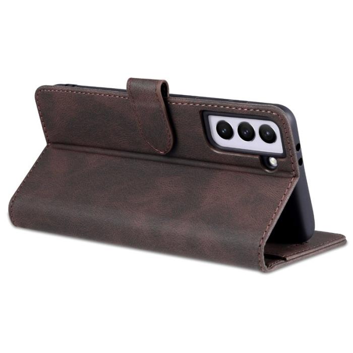 AZNS - AZNS Stand Wallet Samsung Galaxy S22 Fodral Äkta läder - Brun