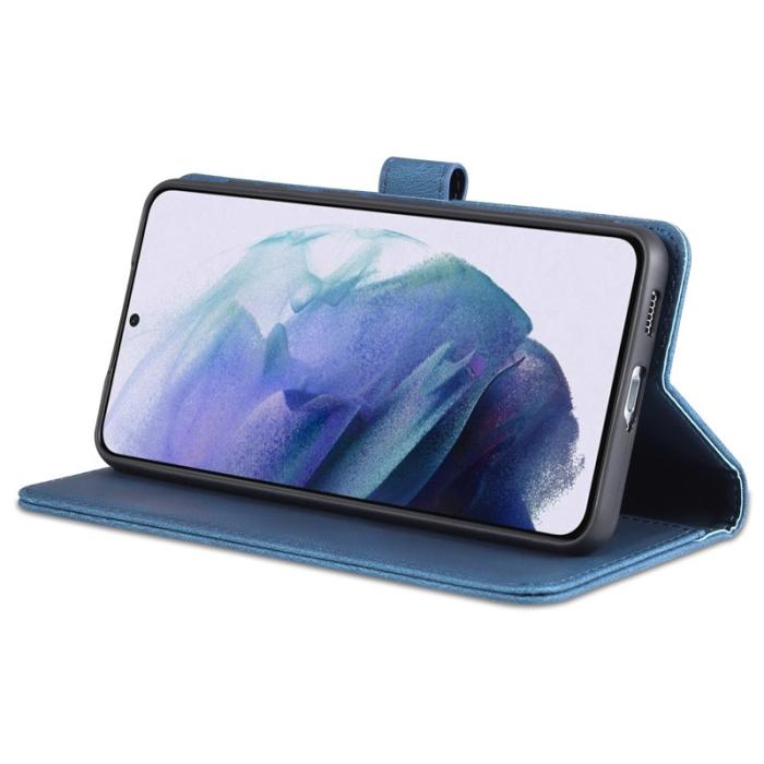 AZNS - AZNS Stand Wallet Samsung Galaxy S22 Fodral PU Läder - Blå