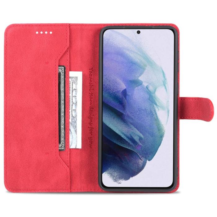 AZNS - AZNS Stand Wallet Samsung Galaxy S22 Fodral PU Läder - Röd