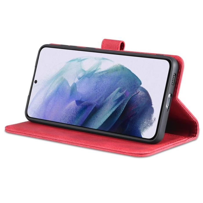 AZNS - AZNS Stand Wallet Samsung Galaxy S22 Fodral PU Läder - Röd
