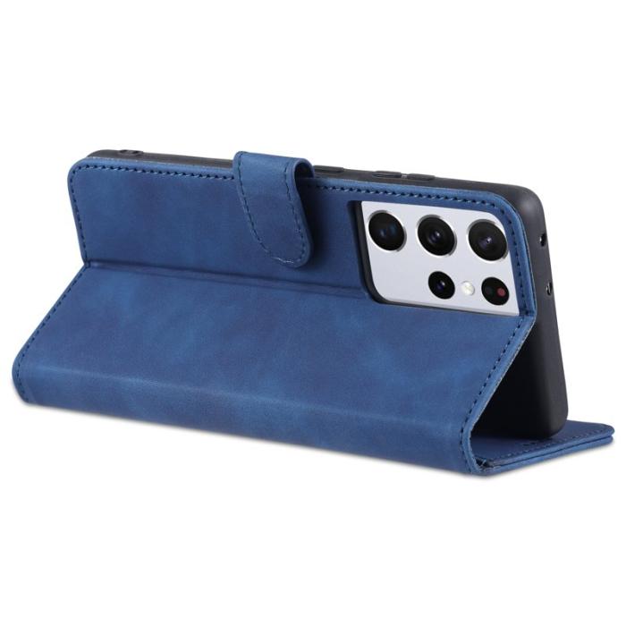 AZNS - AZNS Wallet Design Fodral för Samsung Galaxy S21 Ultra 5G - PU Läder - Blå
