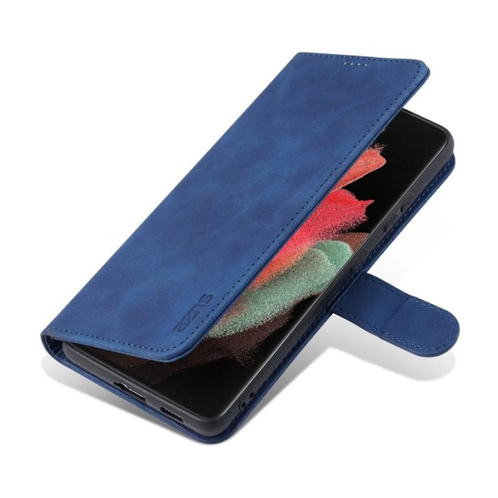 AZNS - AZNS Wallet Design Fodral för Samsung Galaxy S21 Ultra 5G - PU Läder - Blå