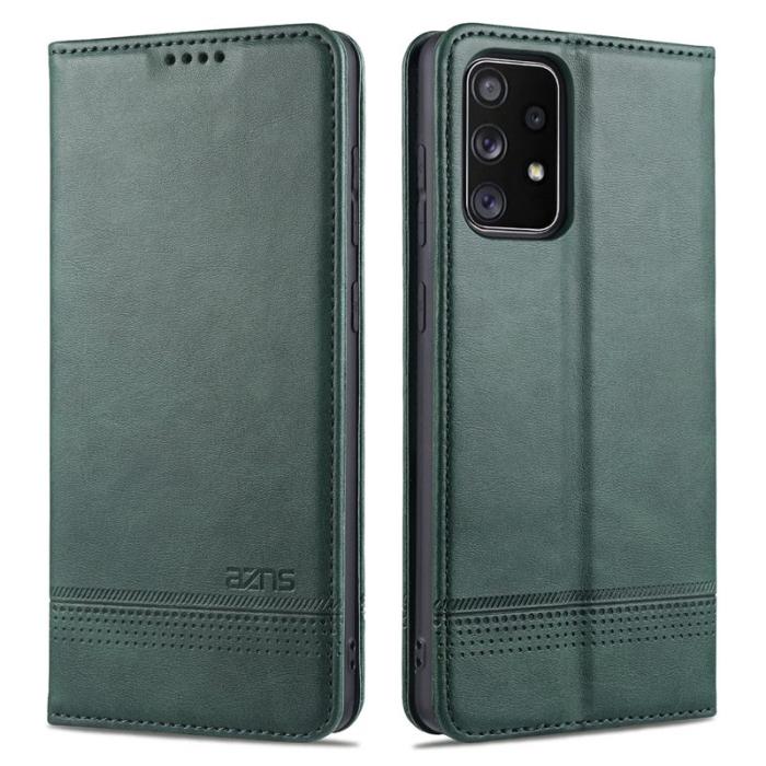 AZNS - AZNS Wallet Design Fodral i Äkta Läder för Samsung Galaxy A72 - Grön