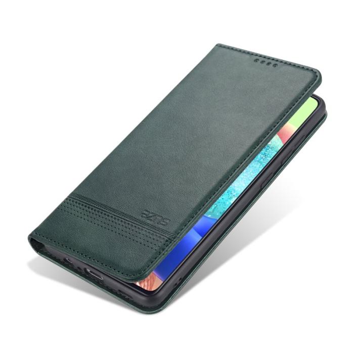 AZNS - AZNS Wallet Design Fodral i Äkta Läder för Samsung Galaxy A72 - Grön