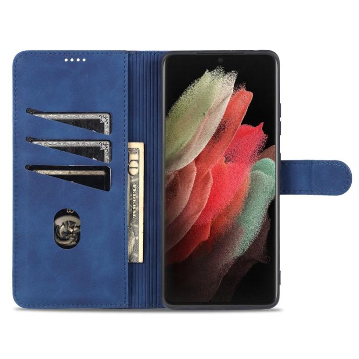 AZNS - AZNS Wallet Design Fodral PU Läder för Samsung Galaxy S21 Ultra - Svart
