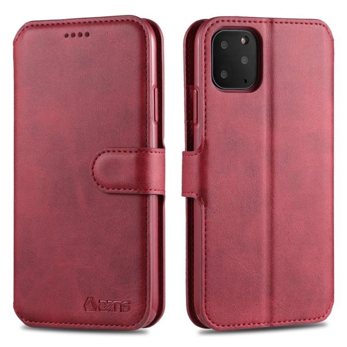 AZNS - AZNS Wallet Fodral för iPhone 12 Pro/12 - Äkta läder - Röd