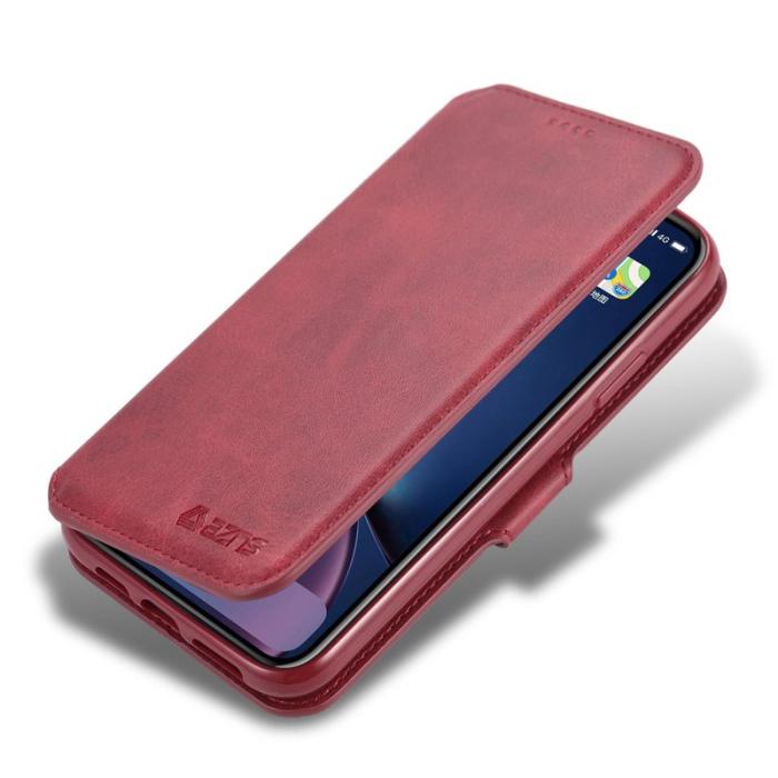 AZNS - AZNS Wallet Fodral för iPhone 12 Pro/12 - Äkta läder - Röd