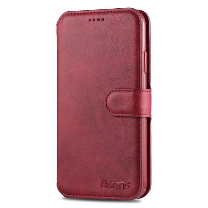 AZNS - AZNS Wallet Fodral för iPhone 12 Pro/12 - Äkta läder - Röd