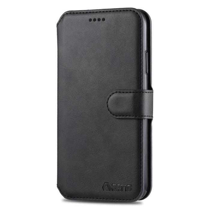 AZNS - AZNS Wallet Leather Stand Fodral för iPhone 12 Pro - Äkta läder - Svart