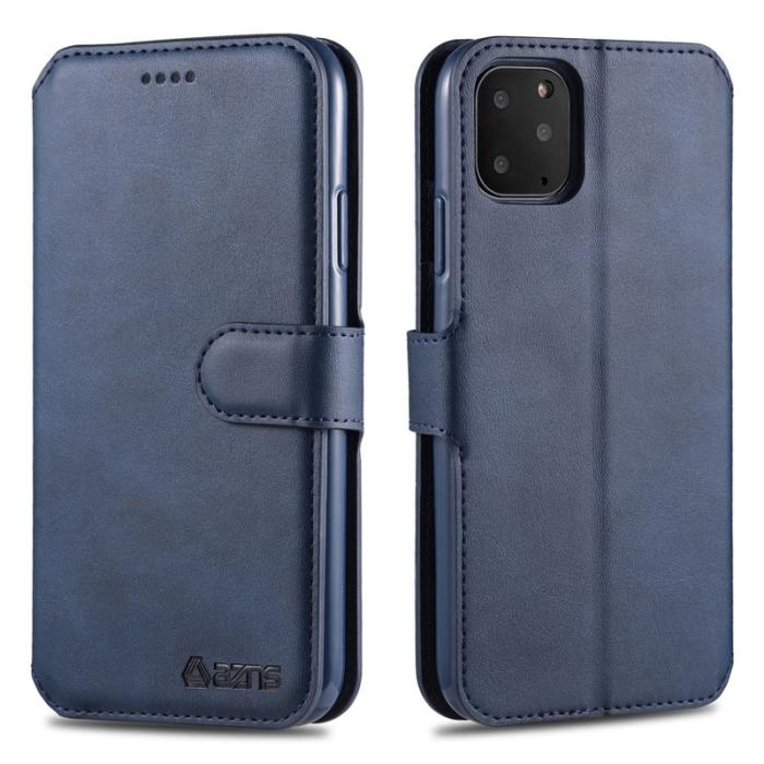 AZNS - AZNS Wallet Leather Stand Fodral för iPhone 12 Pro - Blå