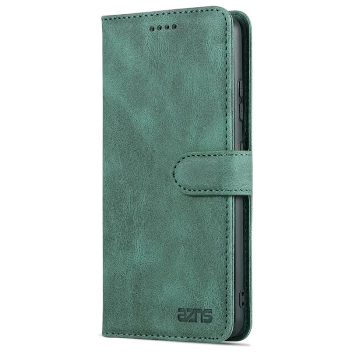 AZNS - AZNS Wallet Stand Fodral Äkta läder - Grön för Samsung Galaxy S22 5G