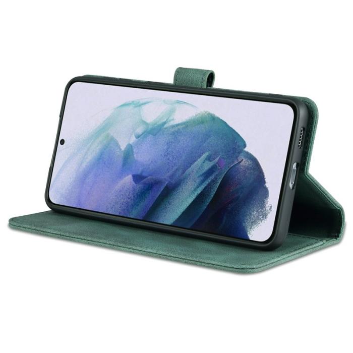 AZNS - AZNS Wallet Stand Fodral Äkta läder - Grön för Samsung Galaxy S22 5G